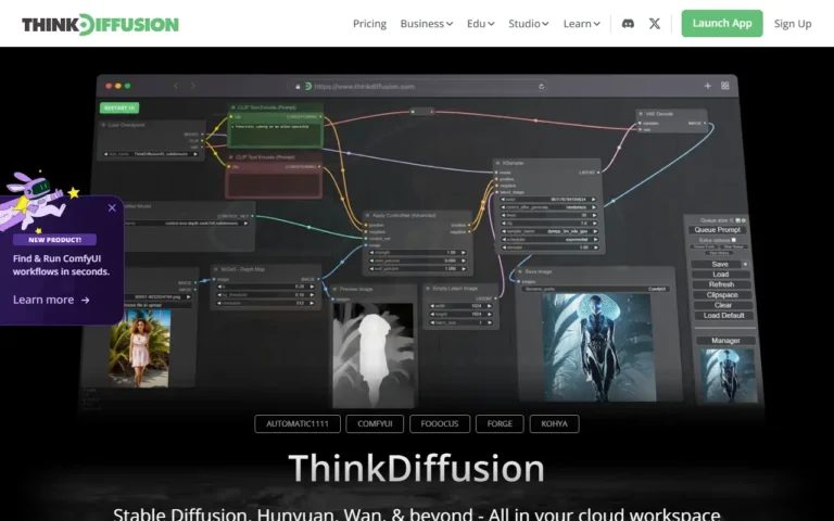 Page d'accueil de ThinkDiffusion