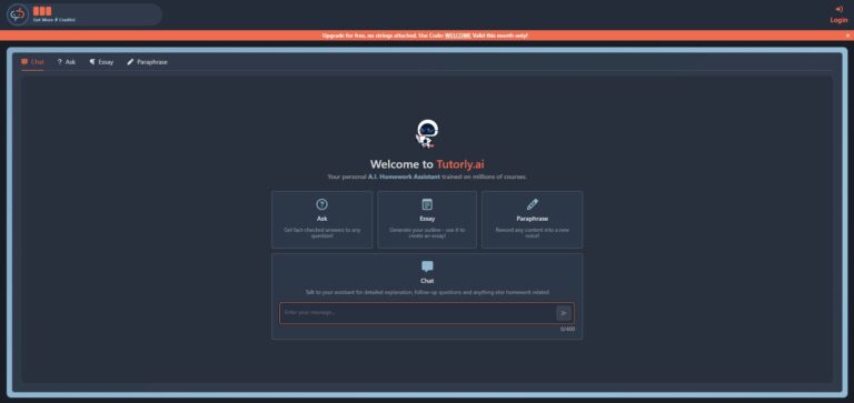 Capture d'écran de la page d'accueil de Tutorly.ai