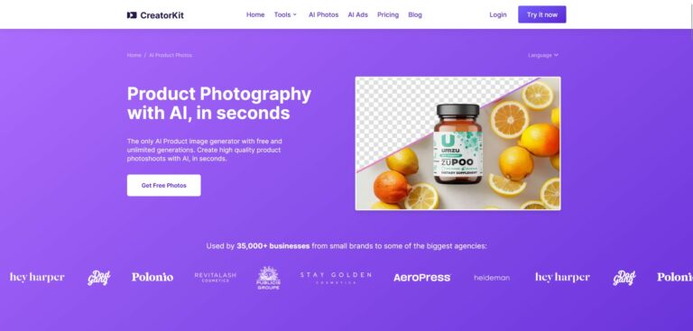 Capture d'écran de la page d'accueil de CreatorKit