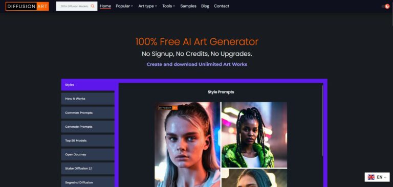 Capture d'écran de la page d'accueil de DiffusionArt