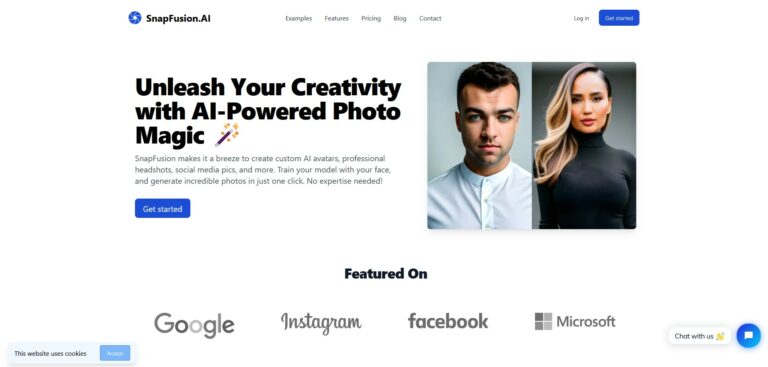 Capture d'écran de la page d'accueil de SnapFusion