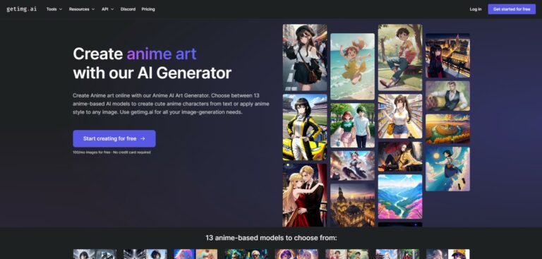 Capture d'écran de la page d'accueil de getimg.ai